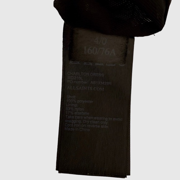 ALL SAINTS CHARLTON  MESH MINI DRESS IN BLACK - Picture 14 of 16